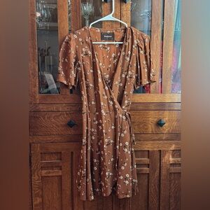 Reformation Brown Floral Midi Dress